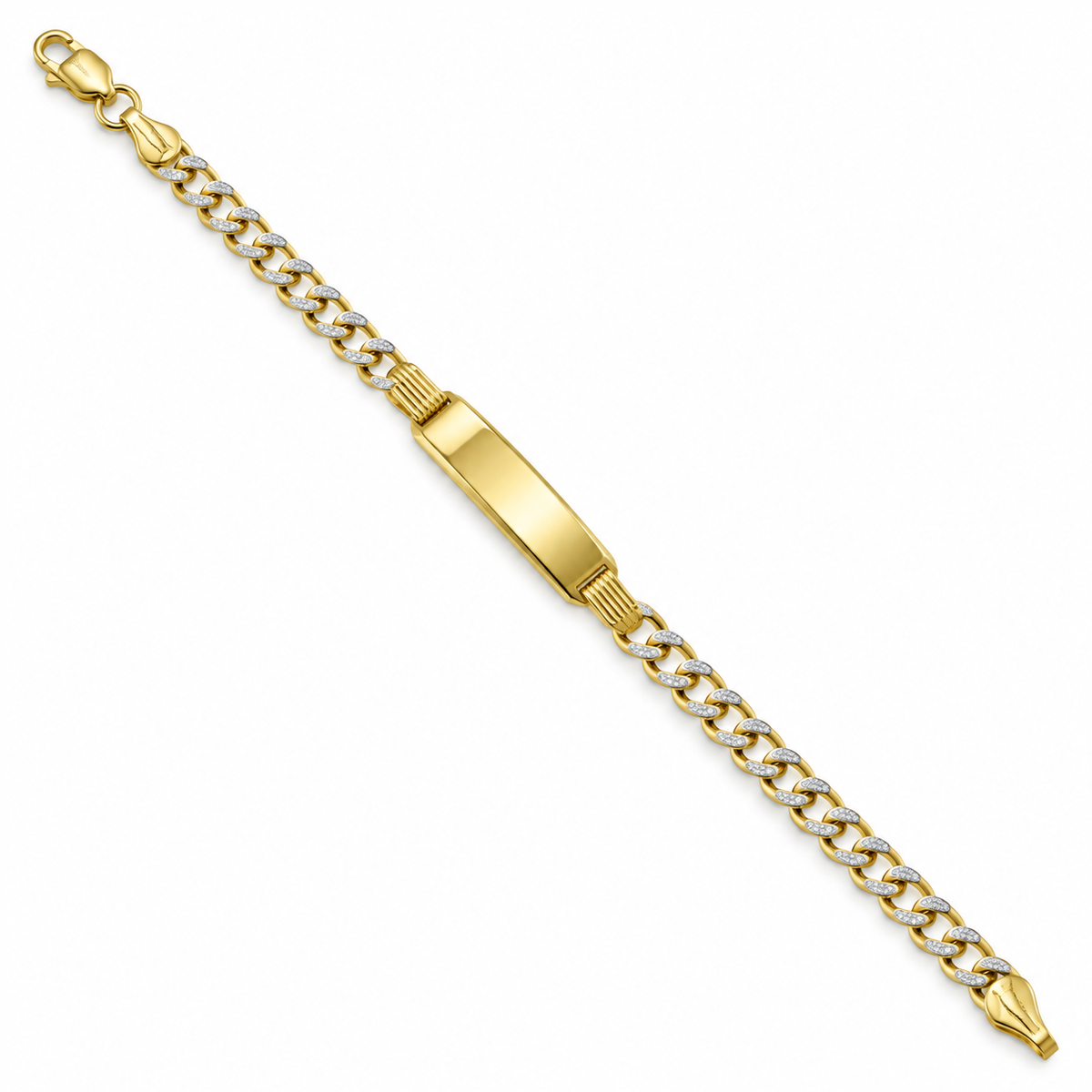 4mm baby ID curb bracelet in 925 sterling silver, two-tone, made in Italy