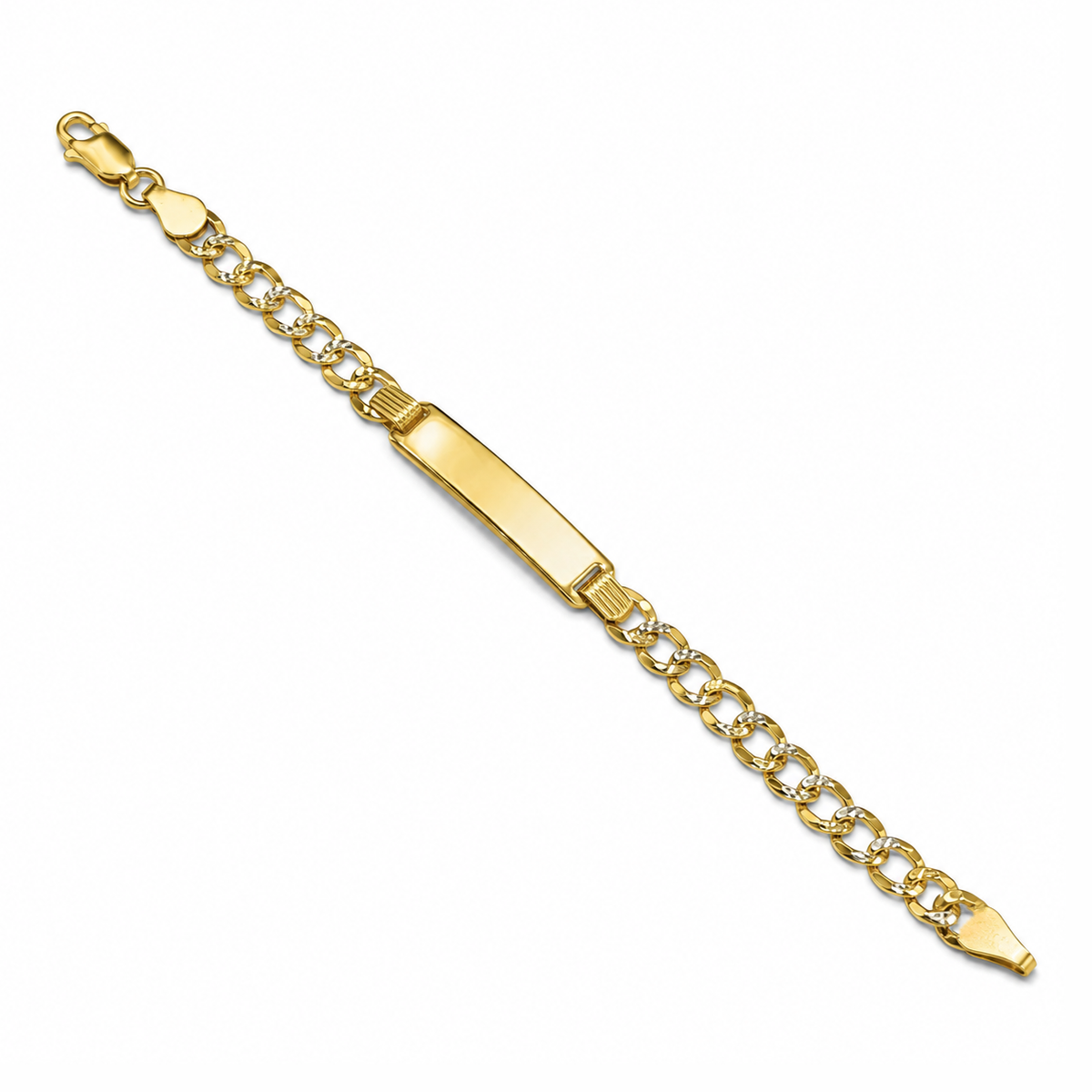 5mm baby ID curb bracelet in 925 sterling silver, two-tone, made in Italy