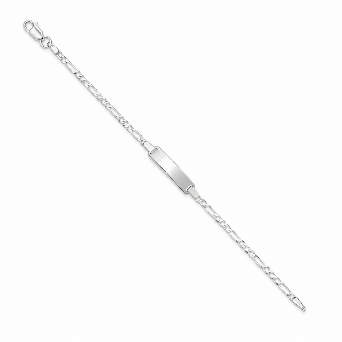 2mm baby ID Figaro bracelet in 925 sterling silver, polished finish, made in Italy