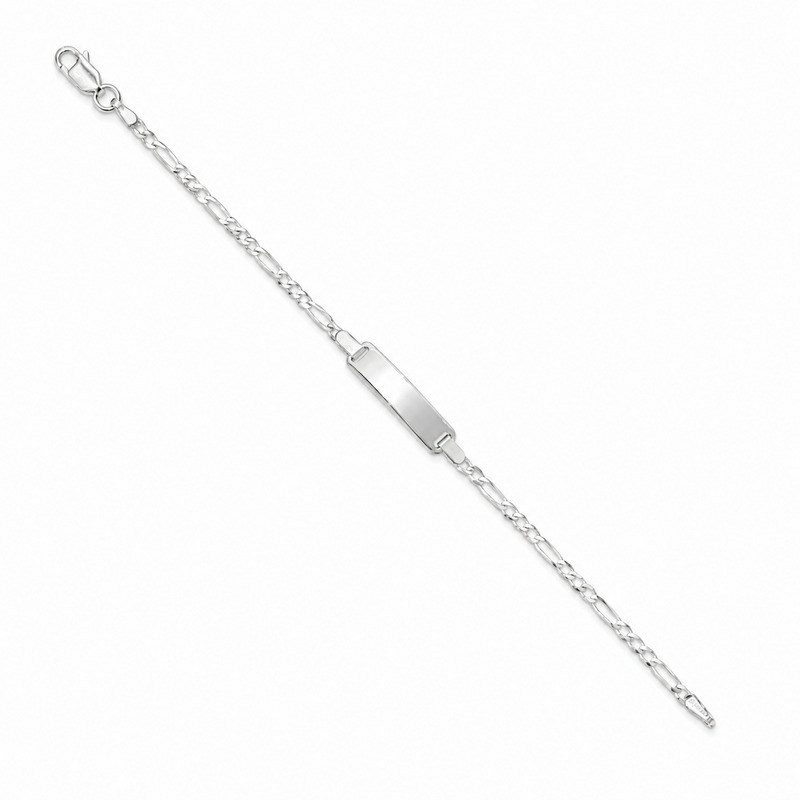 2mm baby ID Figaro bracelet in 925 sterling silver, polished finish, made in Italy