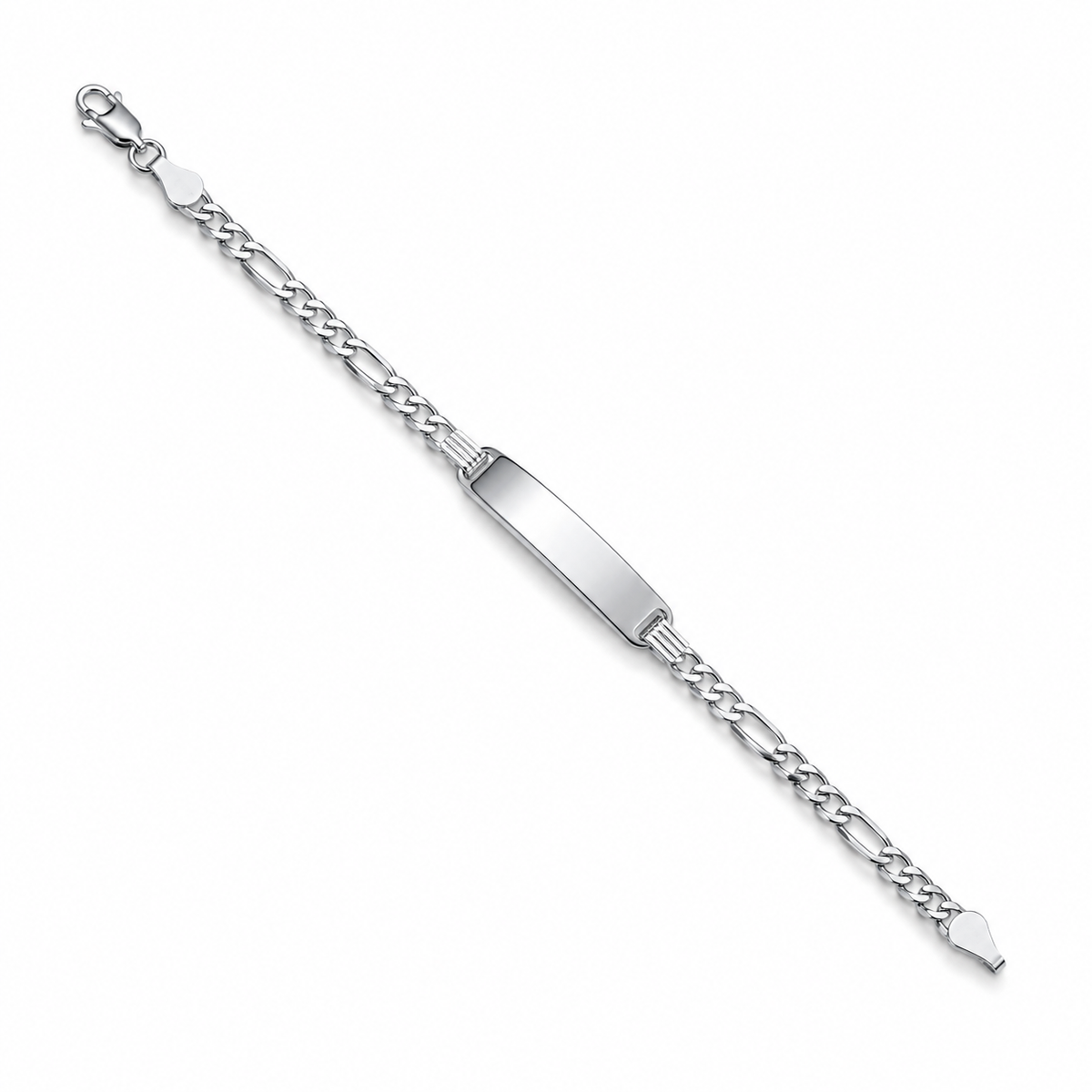 3.5mm baby ID Figaro bracelet in 925 sterling silver, polished finish, made in Italy