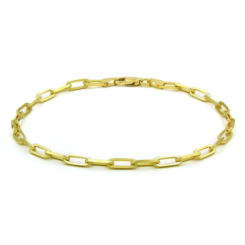 3mm paperclip bracelet in 925 sterling silver, gold plated, made in Italy