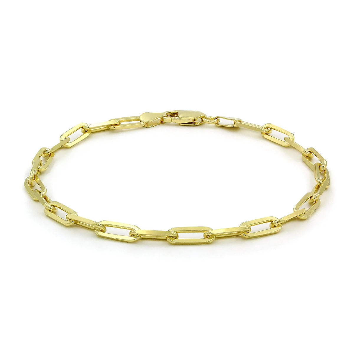 4mm paperclip bracelet in 925 sterling silver, gold plated, made in Italy