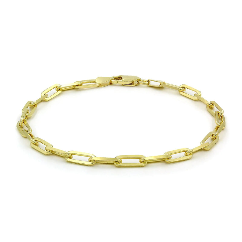 4mm paperclip bracelet in 925 sterling silver, gold plated, made in Italy
