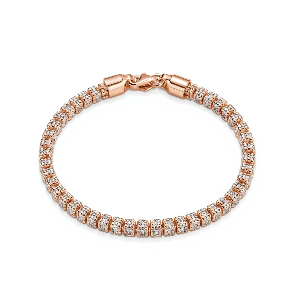 4.3mm ice chain bracelet in 925 sterling silver, rose gold plated, made in Italy