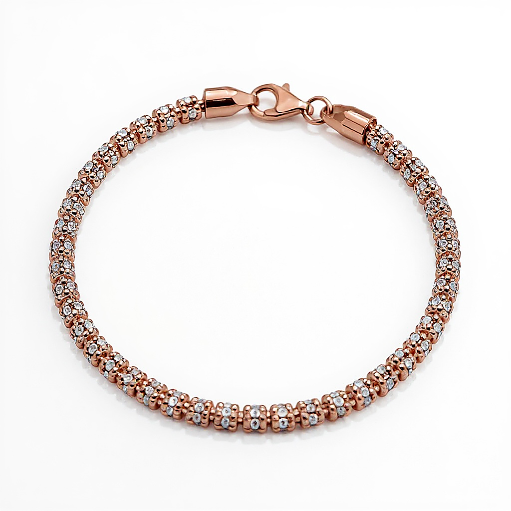 3.8mm ice chain bracelet in 925 sterling silver, rose gold plated, made in Italy