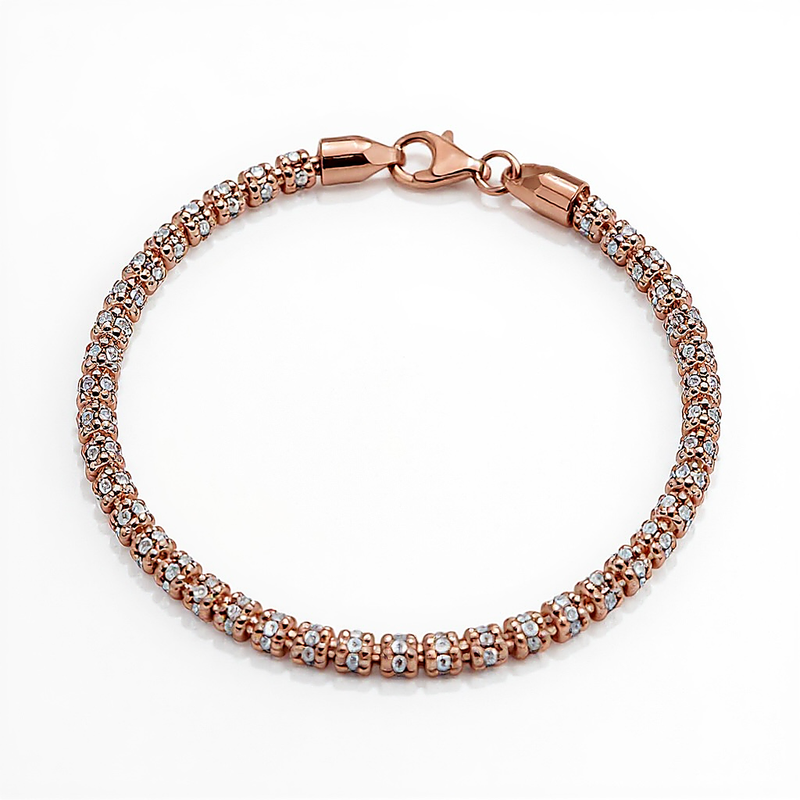 3.8mm ice chain bracelet in 925 sterling silver, rose gold plated, made in Italy
