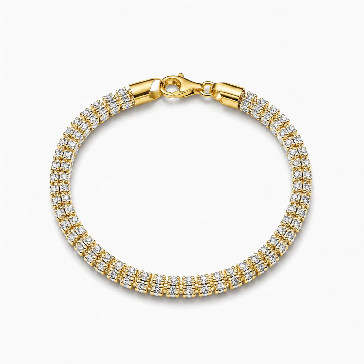 5mm ice chain bracelet in 925 sterling silver, gold plated, made in Italy