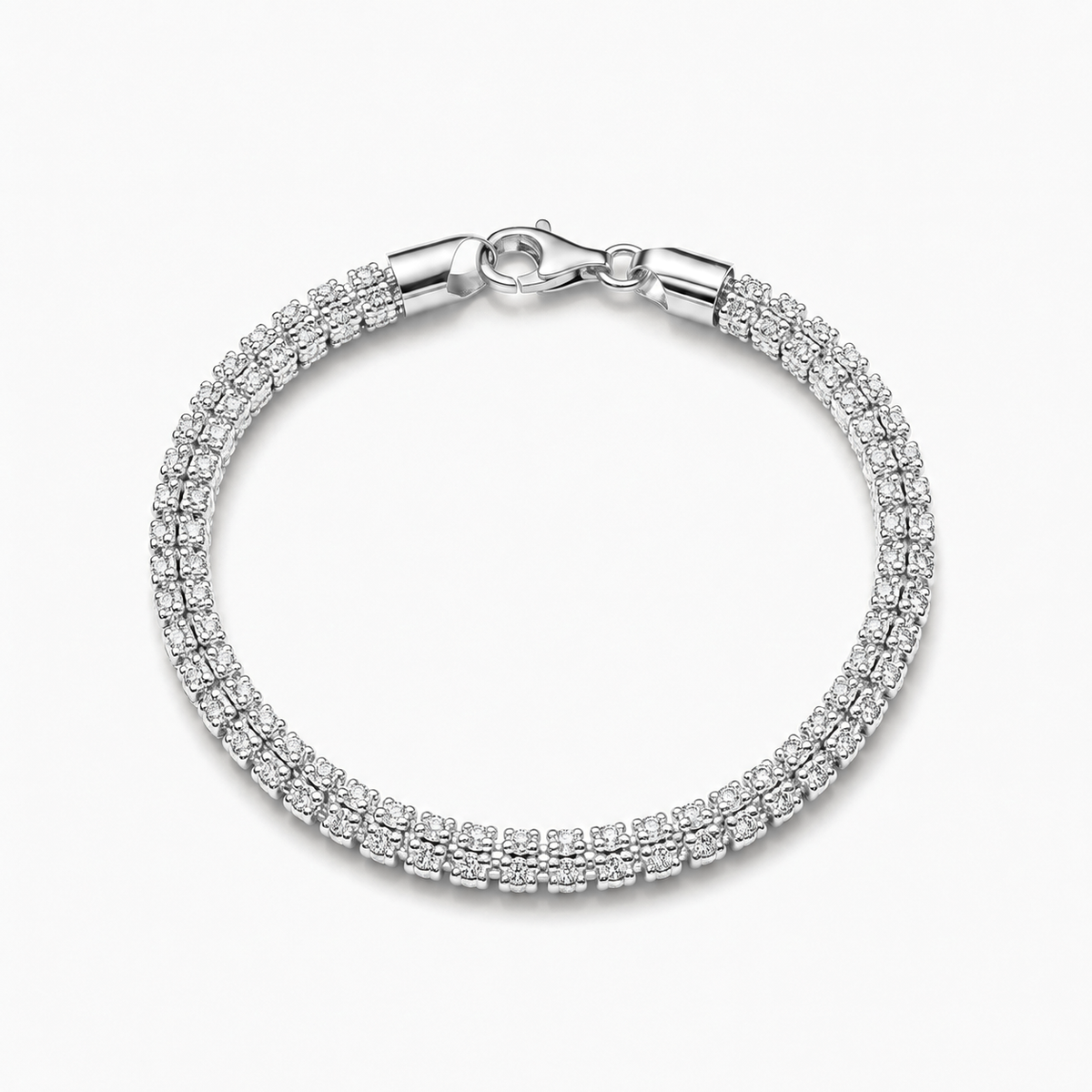 5mm ice chain bracelet in 925 sterling silver, polished finish, made in Italy