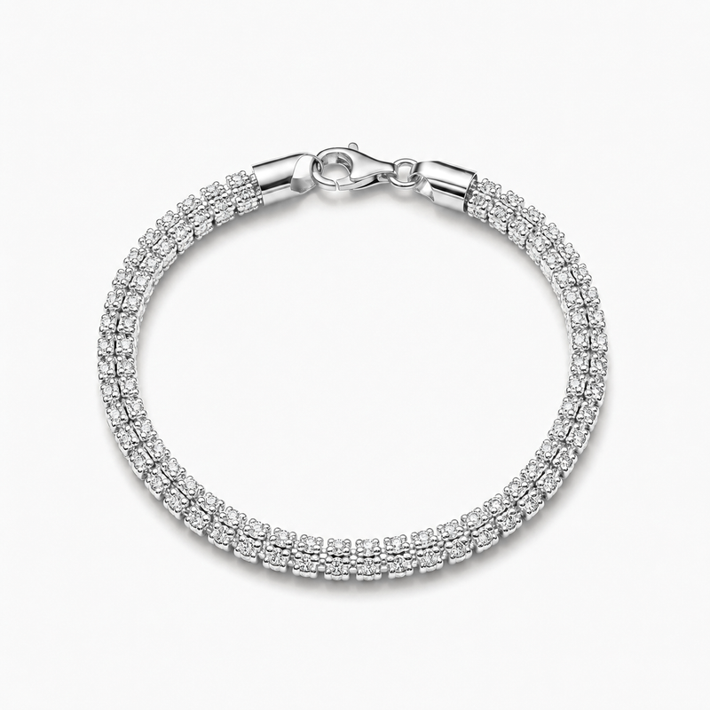 5mm ice chain bracelet in 925 sterling silver, polished finish, made in Italy