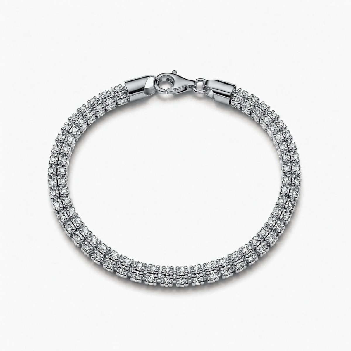 5mm ice chain bracelet in 925 sterling silver, rhodium plated, made in Italy