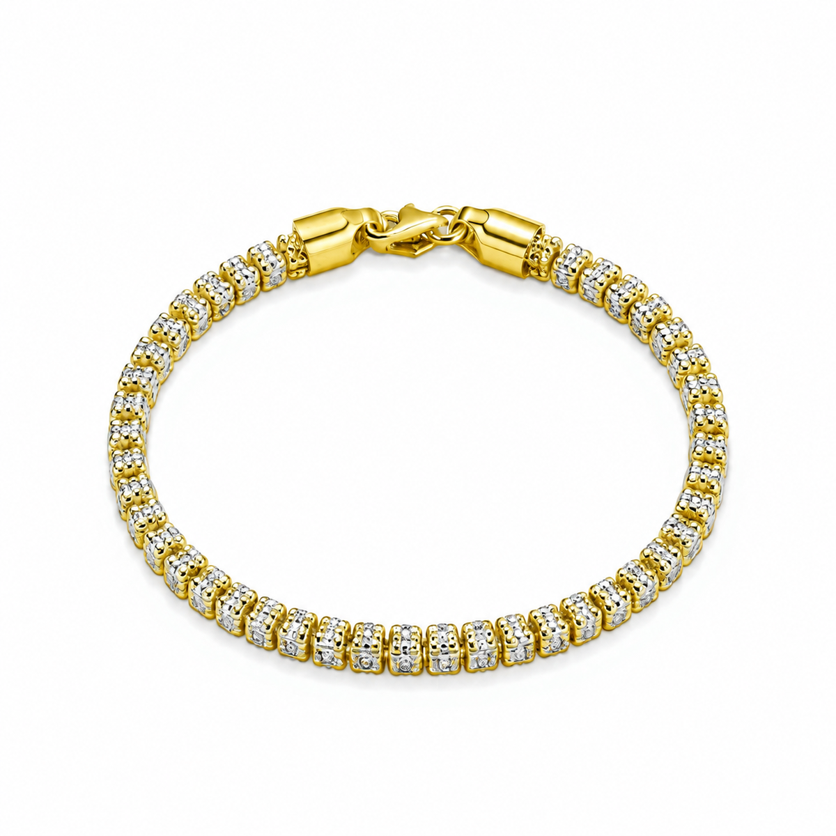 4.3mm ice chain bracelet in 925 sterling silver, gold plated, made in Italy