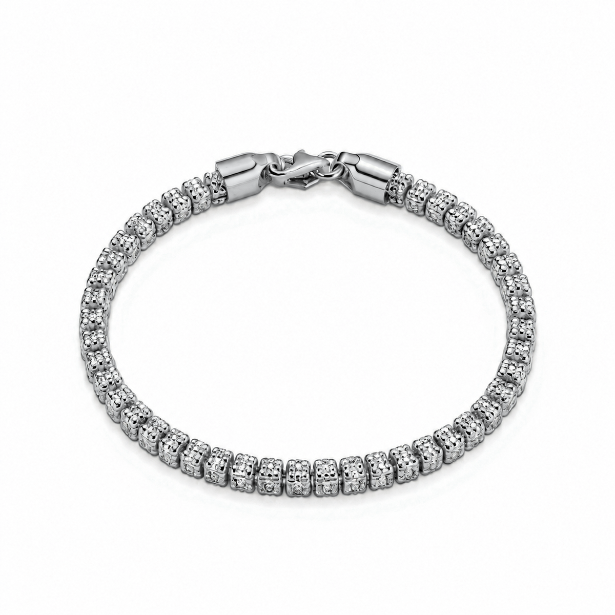 4.3mm ice chain bracelet in 925 sterling silver, rhodium plated, made in Italy