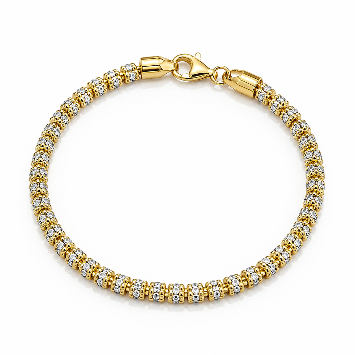 3.8mm ice chain bracelet in 925 sterling silver, gold plated, made in Italy