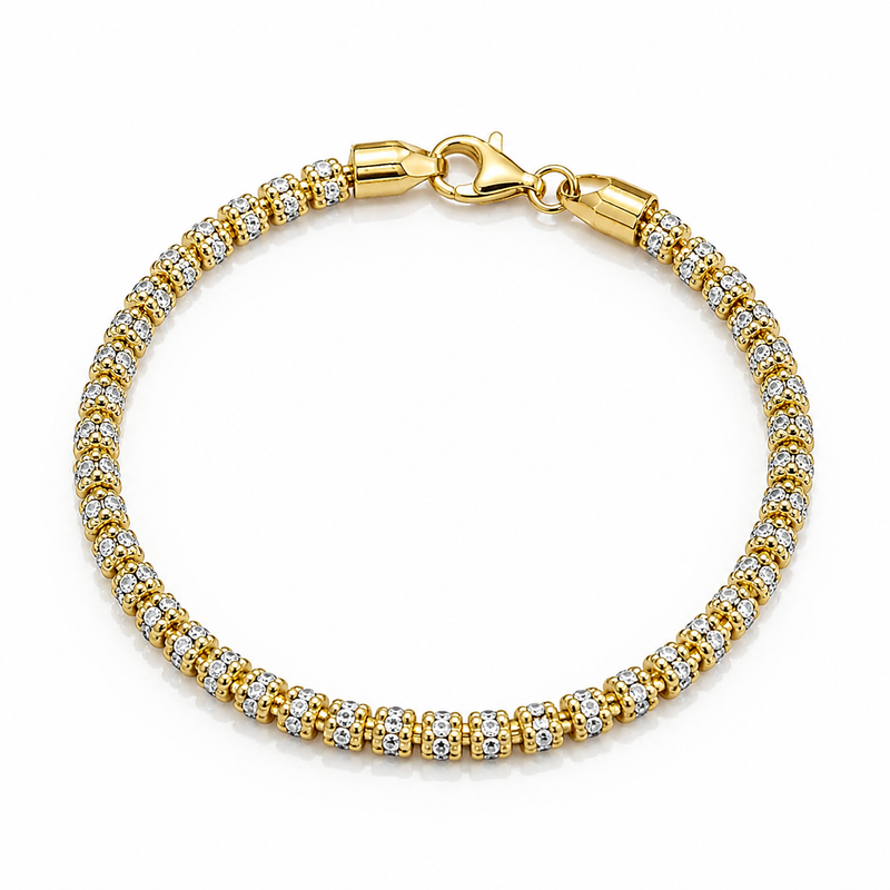 3.8mm ice chain bracelet in 925 sterling silver, gold plated, made in Italy