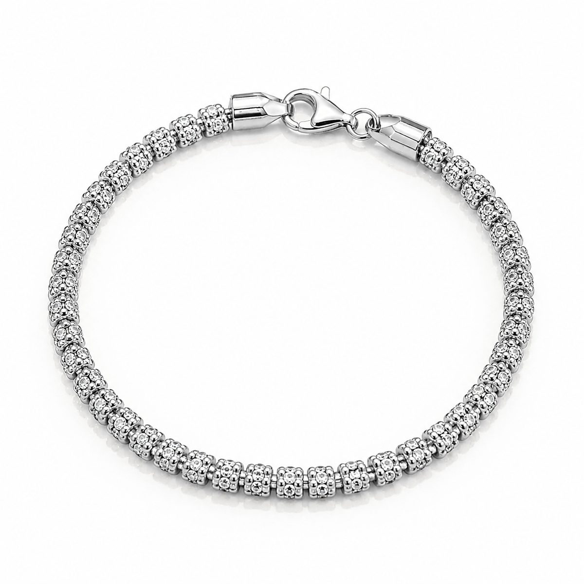 3.8mm ice chain bracelet in 925 sterling silver, polished finish, made in Italy