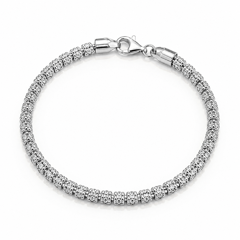 3.8mm ice chain bracelet in 925 sterling silver, polished finish, made in Italy