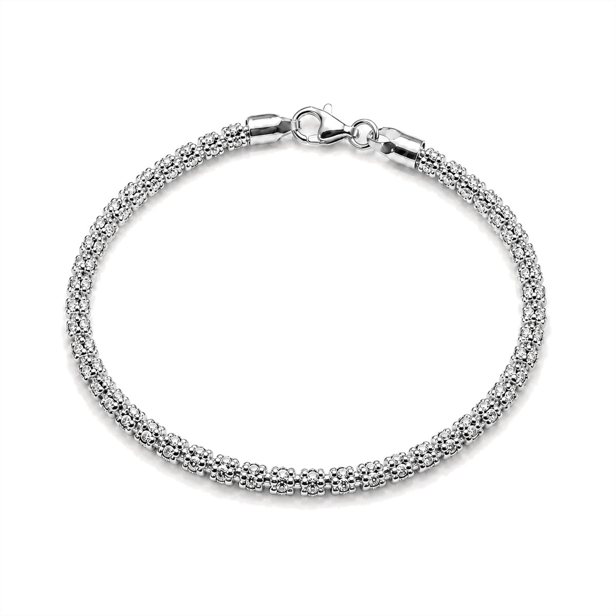 3mm ice chain bracelet in 925 sterling silver, polished finish, made in Italy