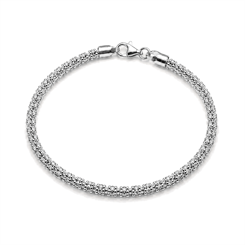 3mm ice chain bracelet in 925 sterling silver, polished finish, made in Italy