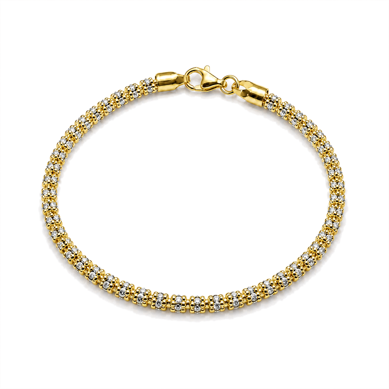 3mm ice chain bracelet in 925 sterling silver, gold plated, made in Italy