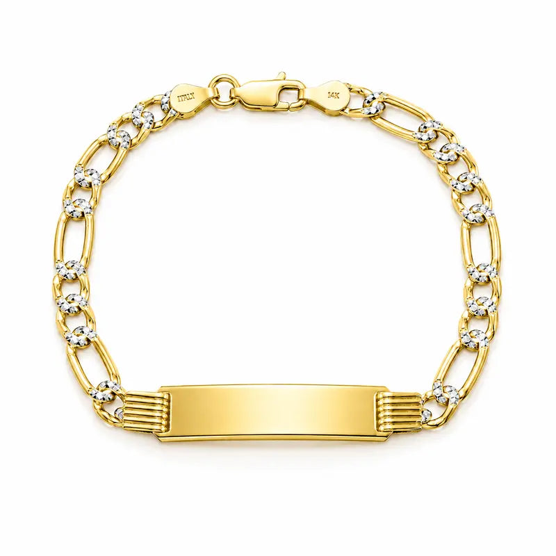 5mm ID Figaro bracelet in 925 sterling silver, two-tone, made in Italy