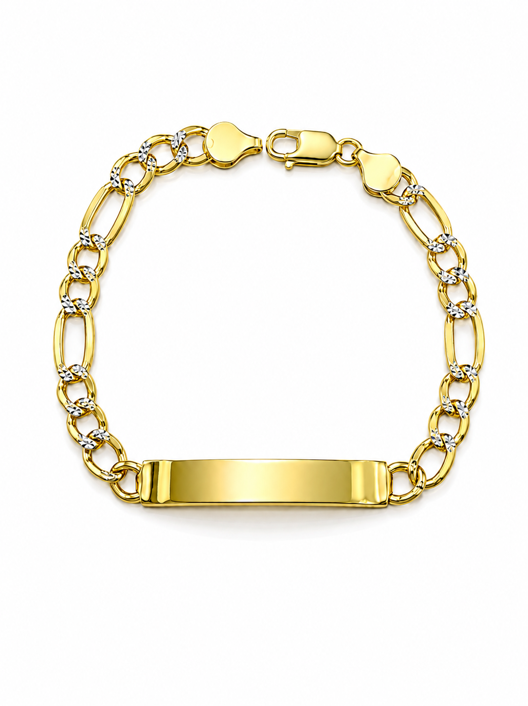 7mm ID Figaro bracelet in 925 sterling silver, two-tone, made in Italy