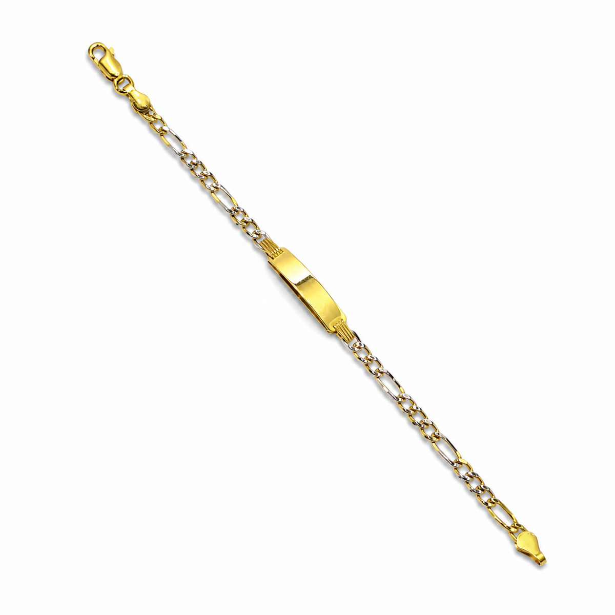 3.5mm baby ID Figaro bracelet in 925 sterling silver, two-tone, made in Italy