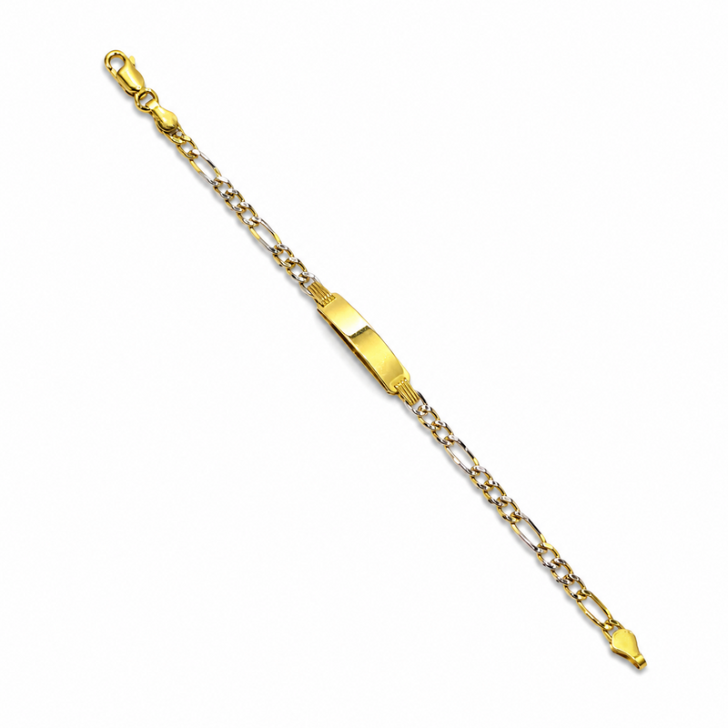 3.5mm baby ID Figaro bracelet in 925 sterling silver, two-tone, made in Italy