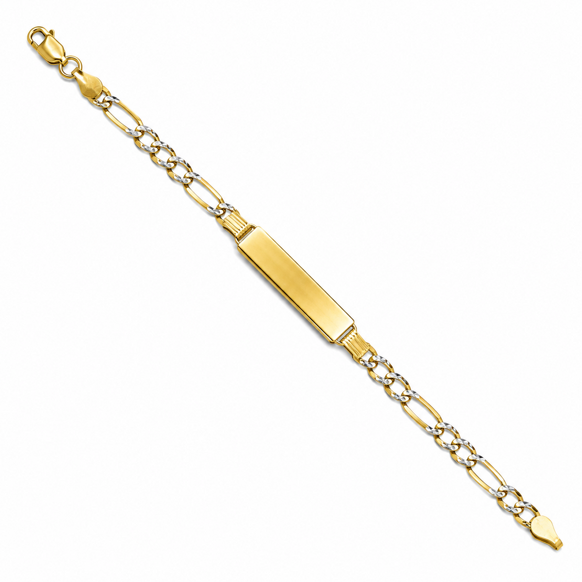 4mm baby ID Figaro bracelet in 925 sterling silver, two-tone, made in Italy