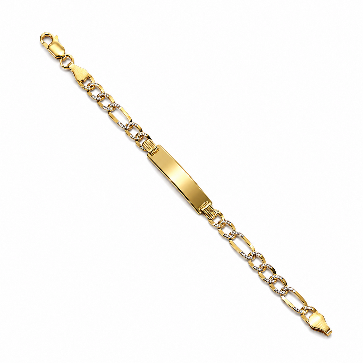 5mm baby ID Figaro bracelet in 925 sterling silver, two-tone, made in Italy