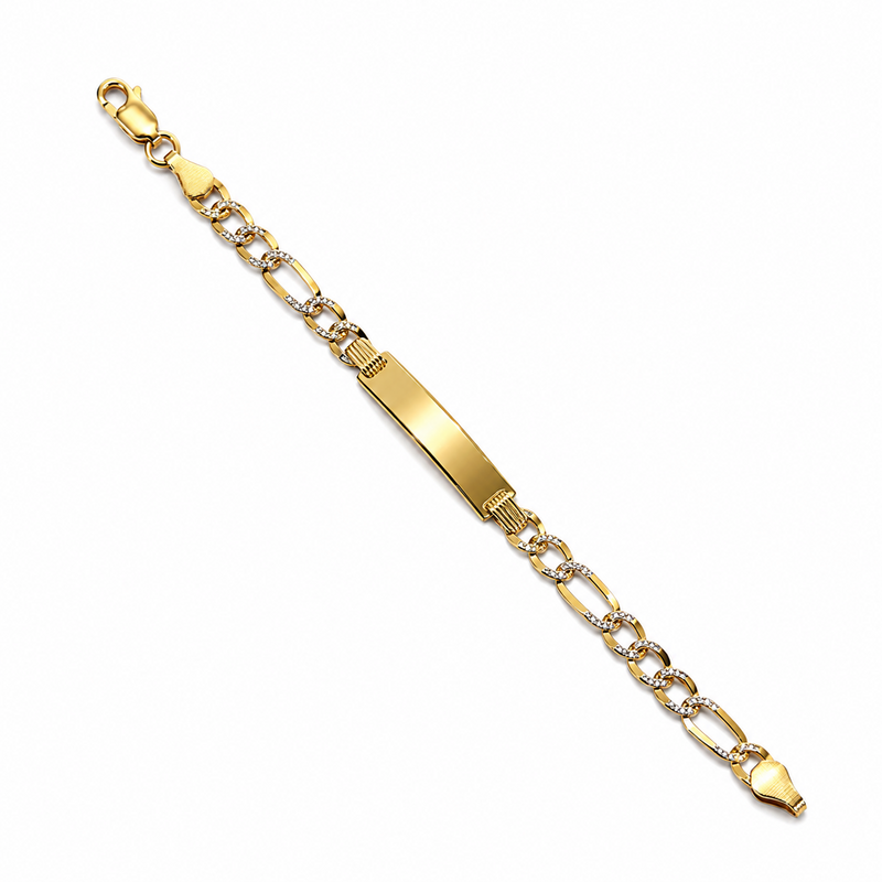 5mm baby ID Figaro bracelet in 925 sterling silver, two-tone, made in Italy