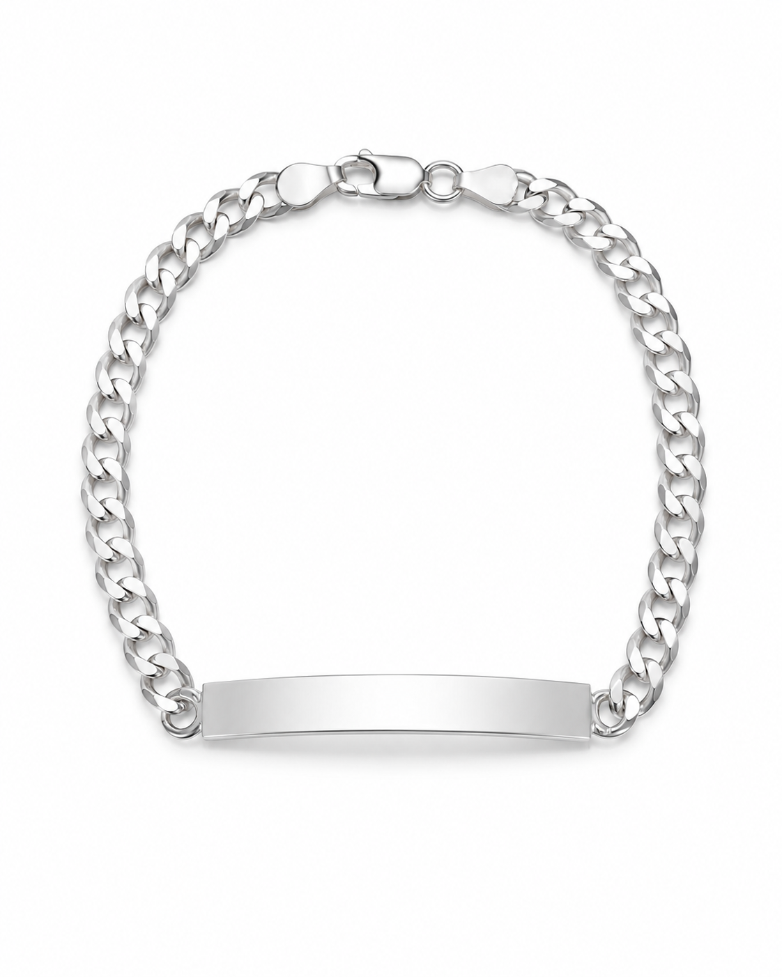 5mm ID curb bracelet in 925 sterling silver, polished finish, made in Italy