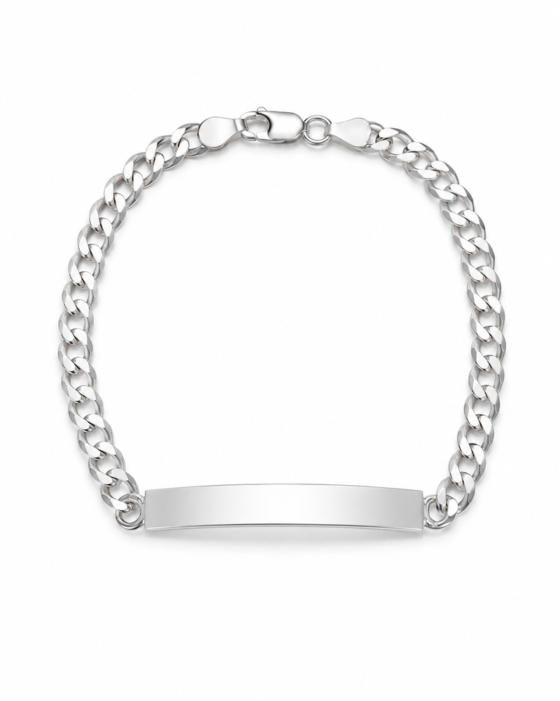 5mm ID curb bracelet in 925 sterling silver, polished finish, made in Italy