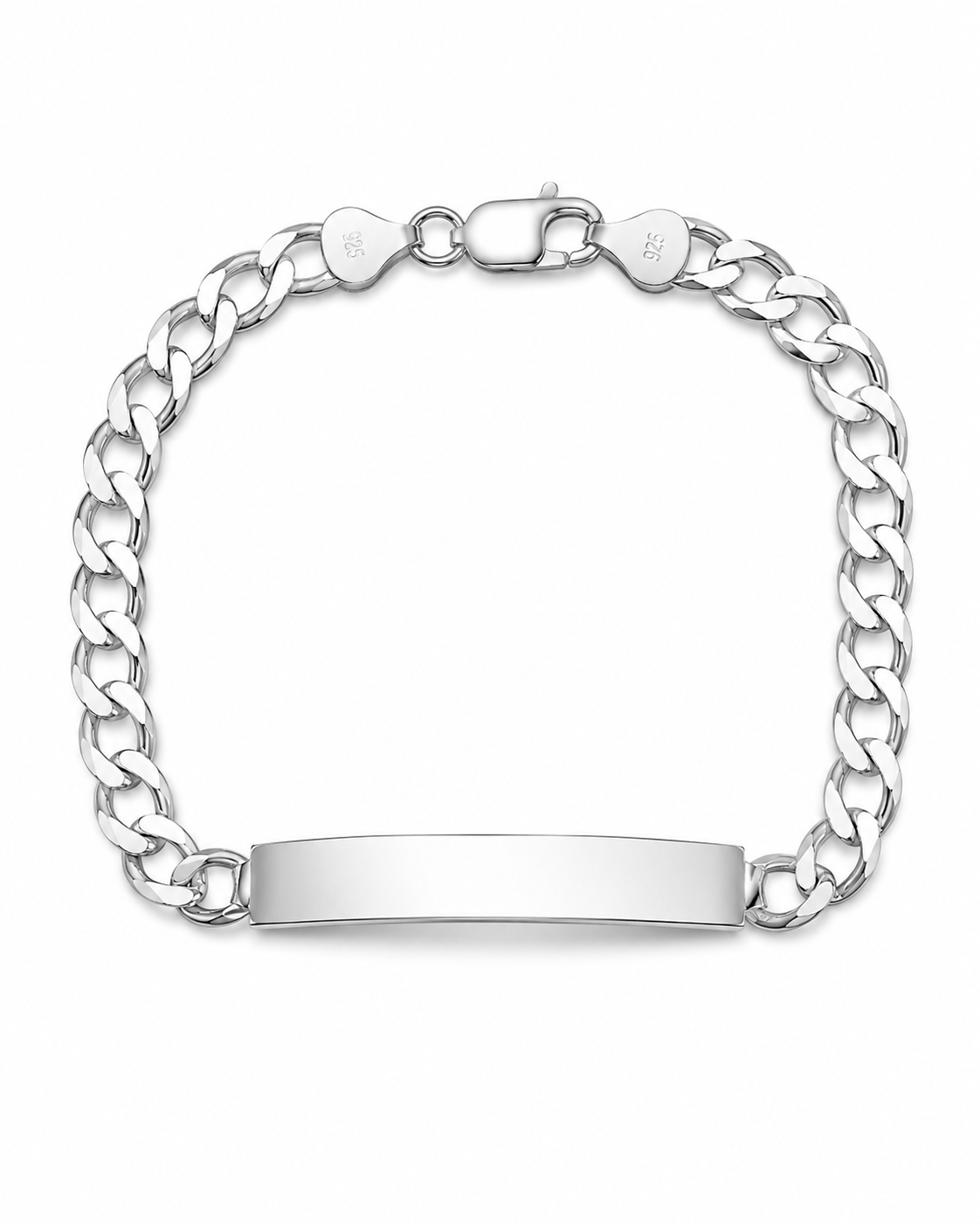 7mm ID curb bracelet in 925 sterling silver, polished finish, made in Italy