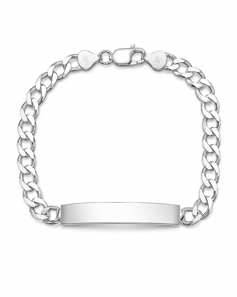 7mm ID curb bracelet in 925 sterling silver, polished finish, made in Italy