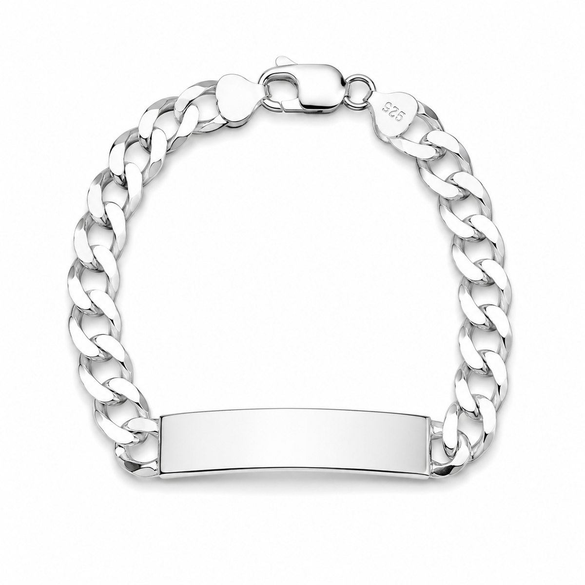 7.5mm ID curb bracelet in 925 sterling silver, polished finish, made in Italy