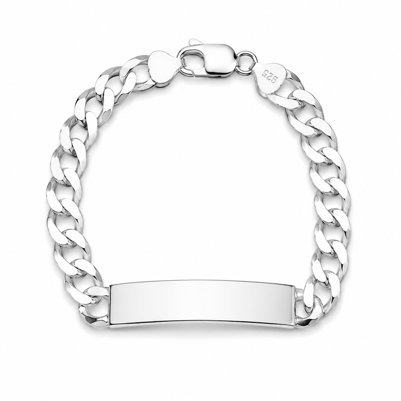 7.5mm ID curb bracelet in 925 sterling silver, polished finish, made in Italy
