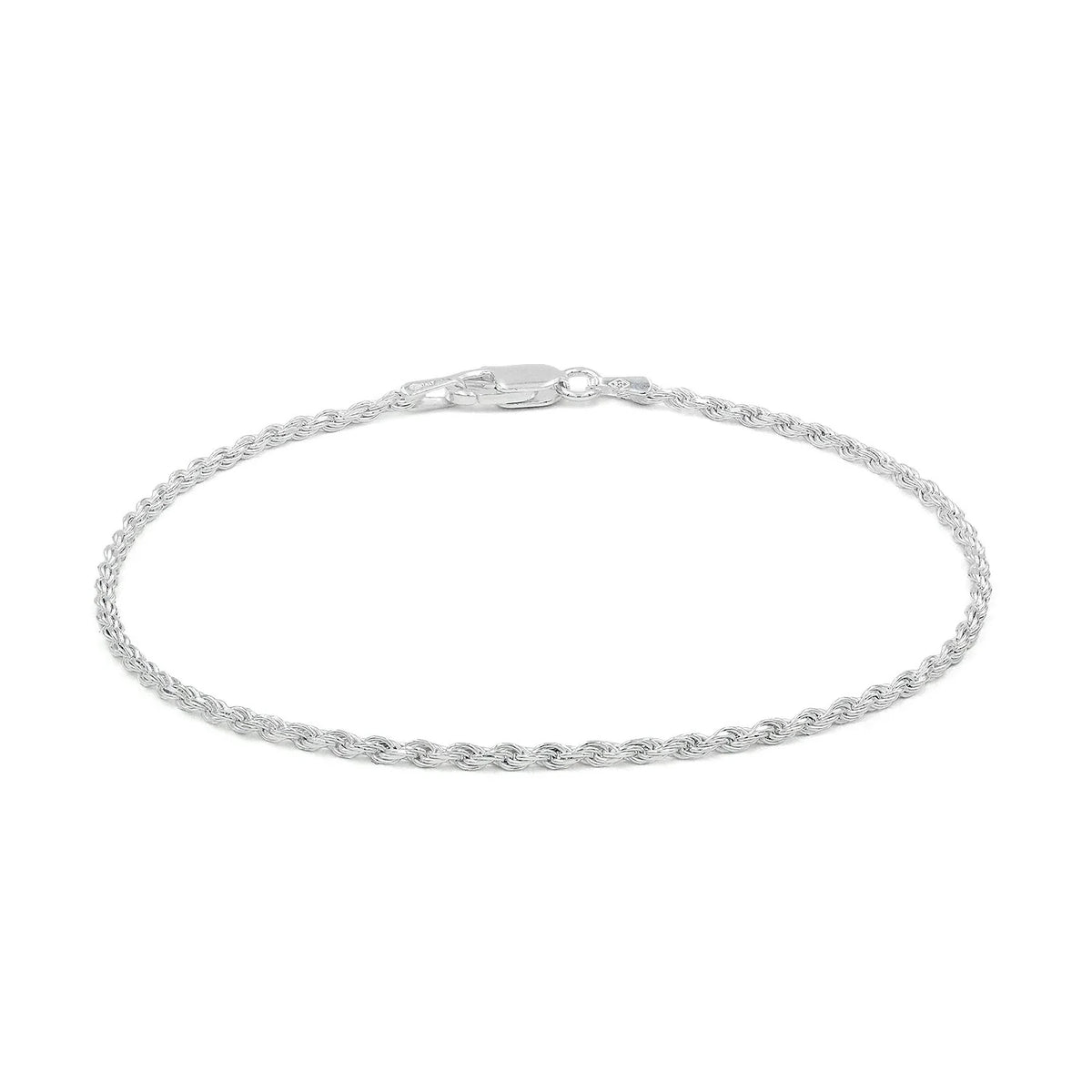 1.5mm rope bracelet in 925 sterling silver, polished finish, made in Italy