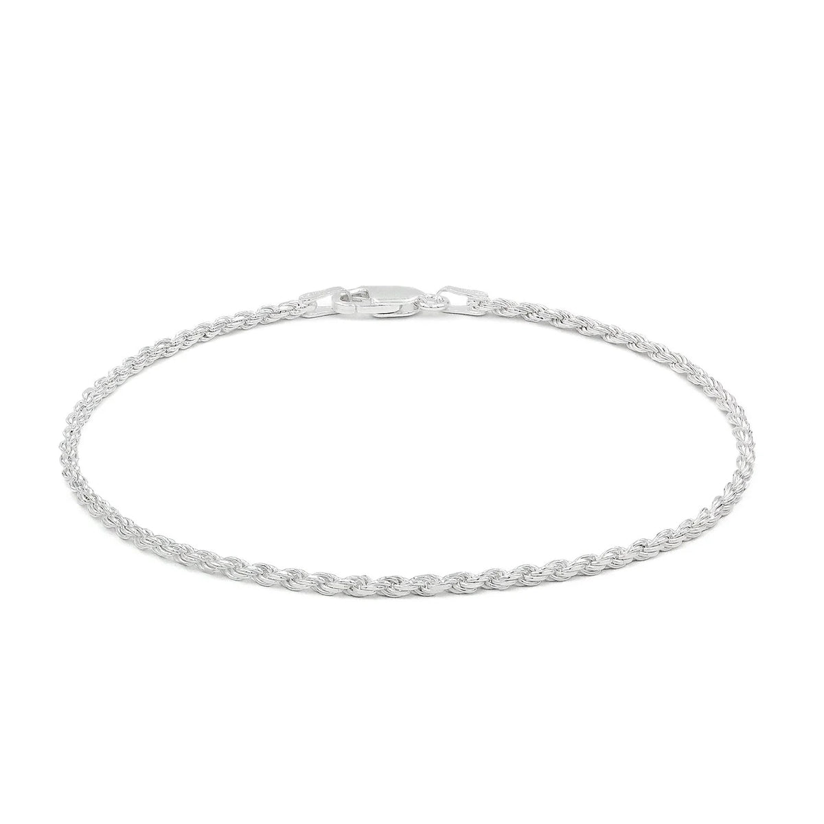 2mm rope bracelet in 925 sterling silver, polished finish, made in Italy