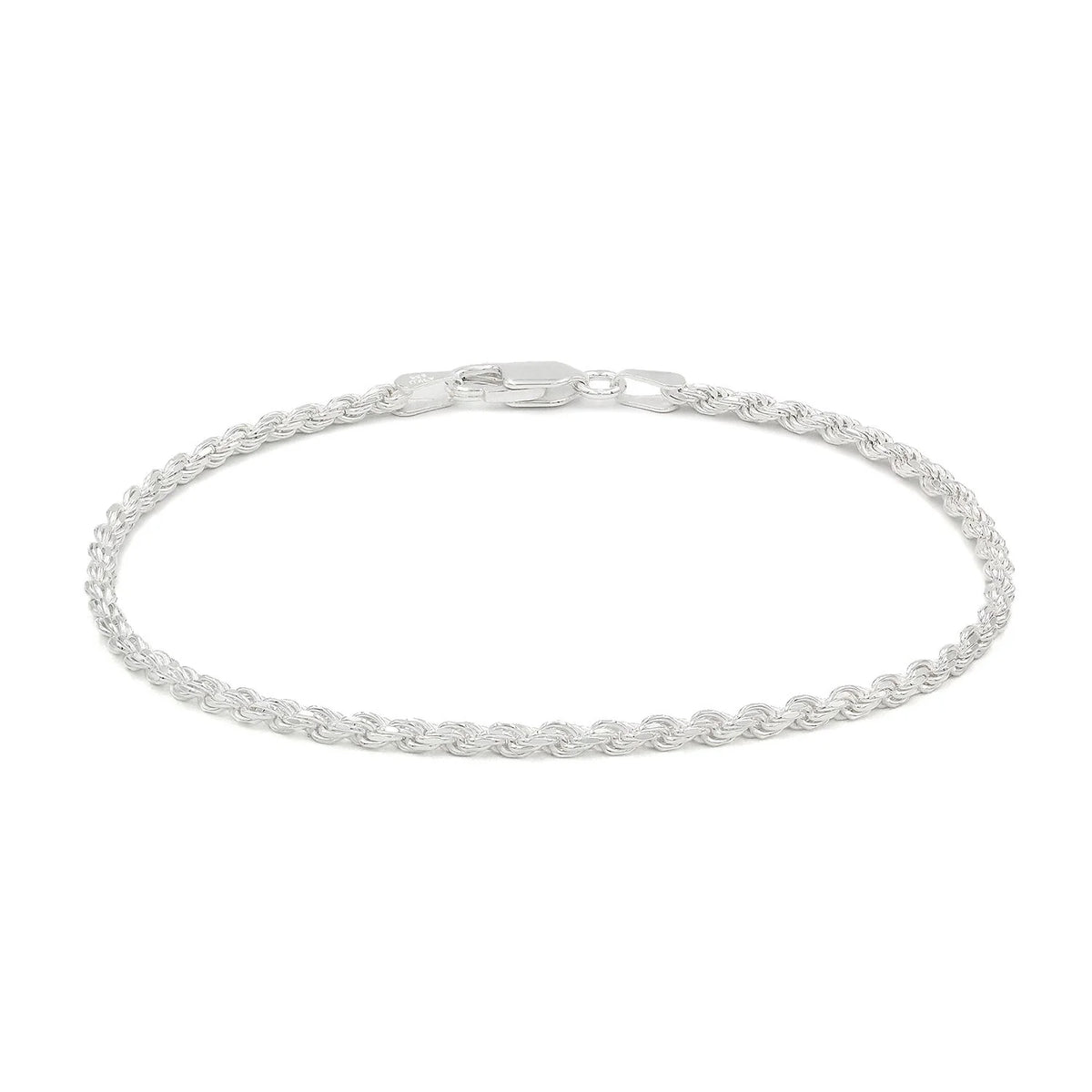2.5mm rope bracelet in 925 sterling silver, polished finish, made in Italy