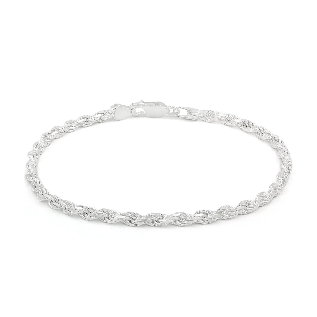 3.5mm rope bracelet in 925 sterling silver, polished finish, made in Italy