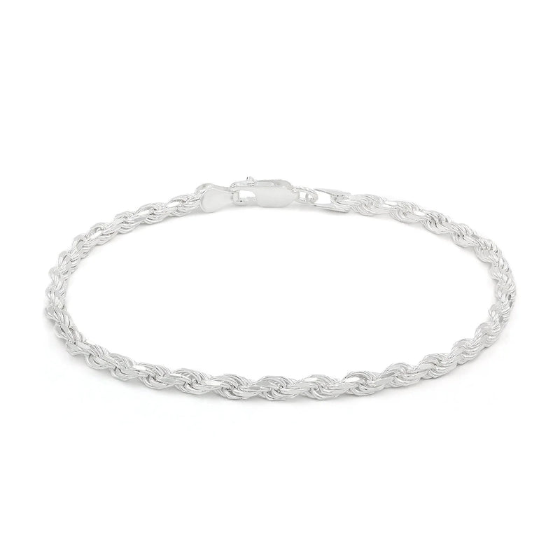3.5mm rope bracelet in 925 sterling silver, polished finish, made in Italy