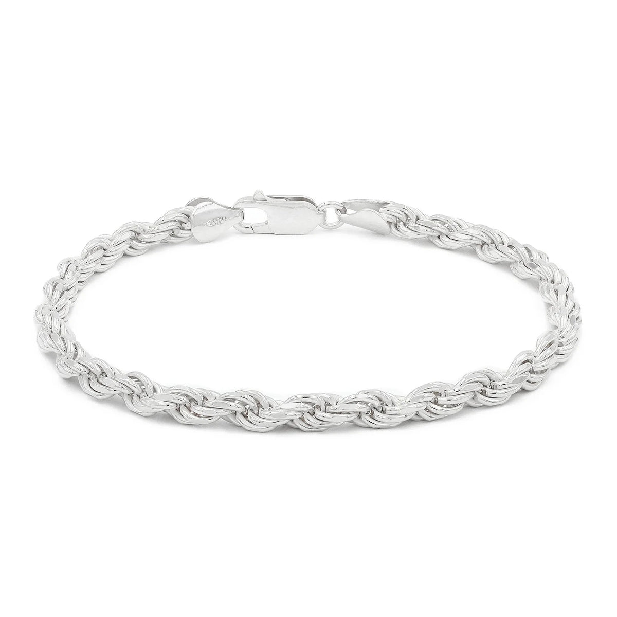 5mm rope bracelet in 925 sterling silver, polished finish, made in Italy