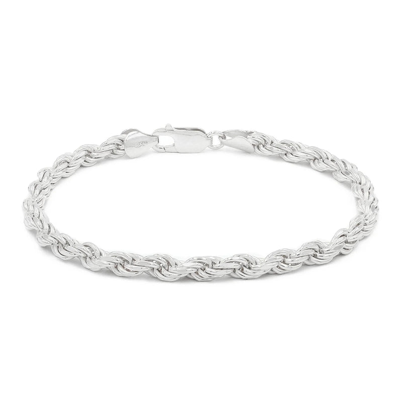5mm rope bracelet in 925 sterling silver, polished finish, made in Italy