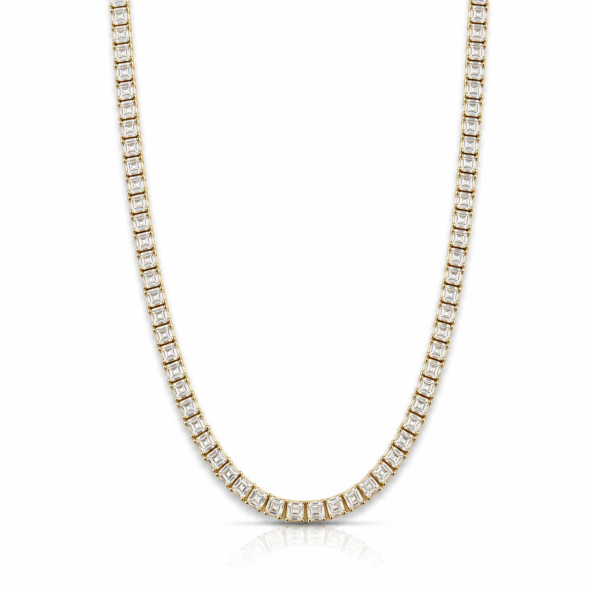 3mm princess-cut tennis in 925 sterling silver, gold plated, set with cubic zirconia stones