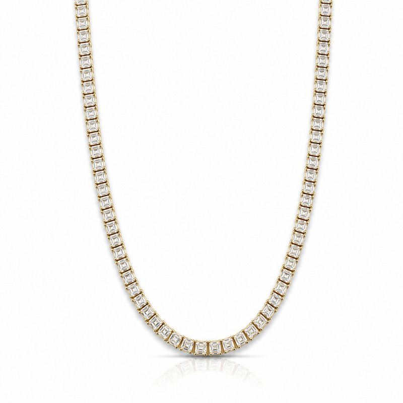 3mm princess-cut tennis in 925 sterling silver, gold plated, set with cubic zirconia stones