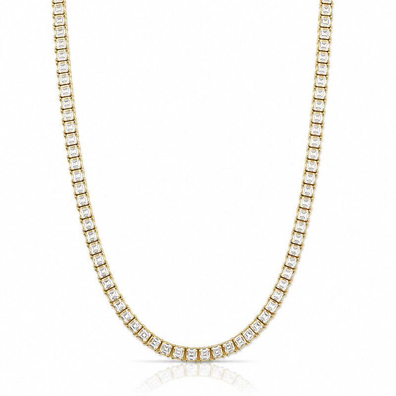 4mm princess-cut tennis in 925 sterling silver, gold plated, set with cubic zirconia stones