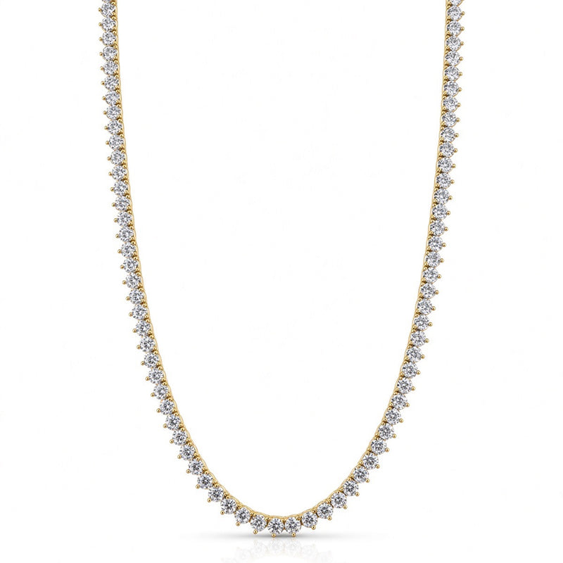 3mm 3-prong tennis chain in 925 sterling silver, gold plated, set with cubic zirconia stones