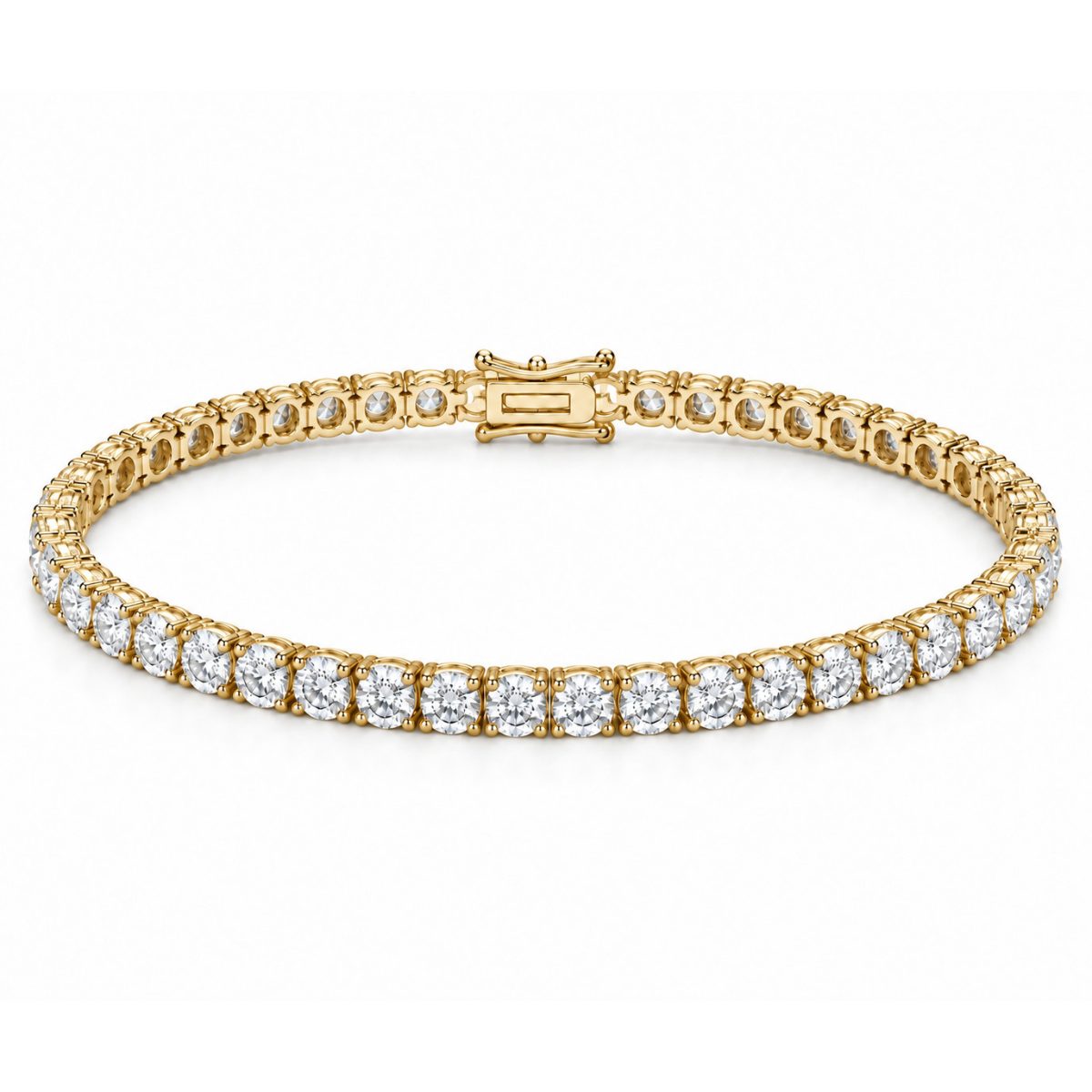 4mm tennis bracelet in 925 sterling silver, gold plated, set with cubic zirconia stones