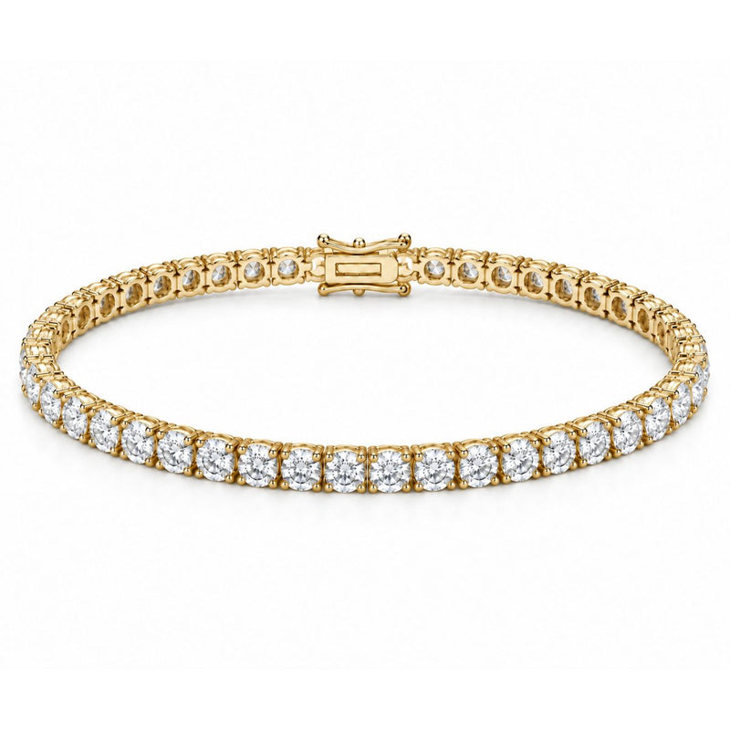 4mm tennis bracelet in 925 sterling silver, gold plated, set with cubic zirconia stones